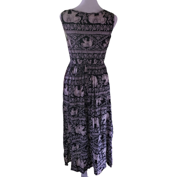 DO RE MI Elephant Print Maxi Dress Sz XS Boho Indie Beachy Vacay Resort Wear - Picture 6 of 9